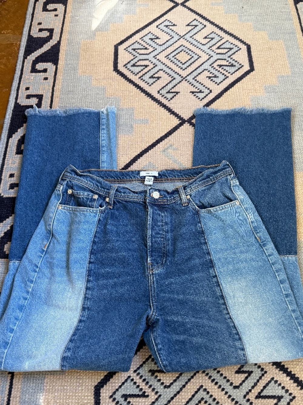 Forever 21 Patchwork Wide Leg Jeans size 32 - Picture 6 of 6
